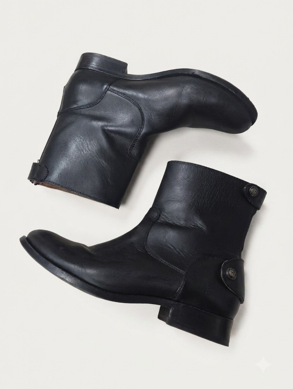 Frye Veronica Bootie Black Leather Back Zip Ankle Boots Size 7M